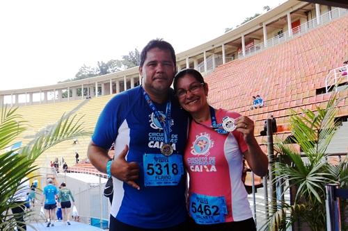 Flávio e Valnete no Estádio do Pacaembu, em 2012 / Foto: Arquivo Pessoal